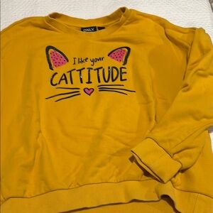 ONLY Mustard Catitude Sweatshirt